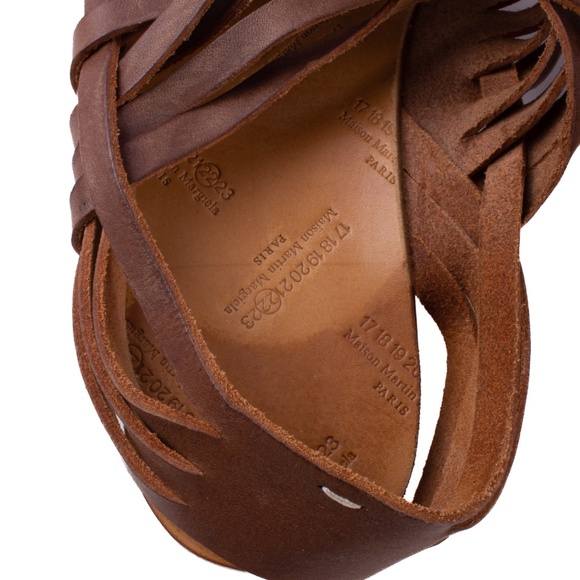 MAISON MARGIELA Brown Leather Strappy Sandals size 37.5 - Picture 7 of 8